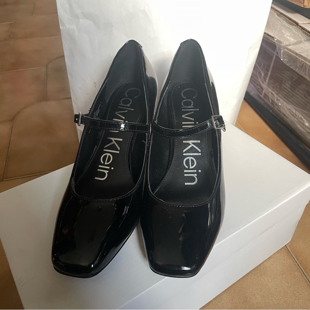 Calvin Klein Jatlee Mary Jane Square Toe Block Heel Dress Pumps